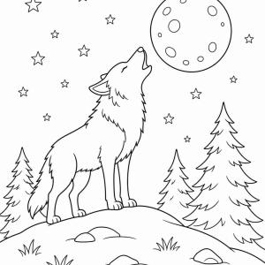 coloriage loup qui hurle pour enfants