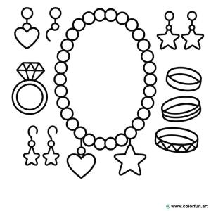 dibujo para colorear joyas de fantasía
