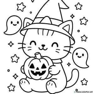 kolorowanka kawaii halloween
