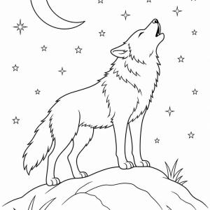coloriage loup qui hurle nocturne