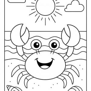 kolorowanka krab na plaży