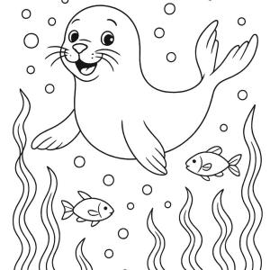 underwater seal coloring page