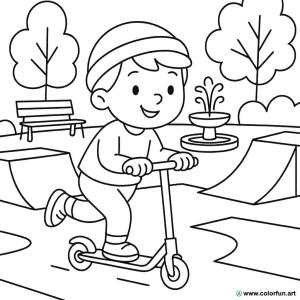 kolorowanka skatepark hulajnoga