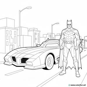 kolorowanka Batmobil z Batmanem