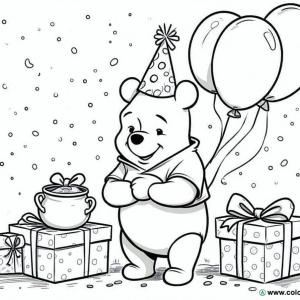 Winnie the Pooh birthday coloring page