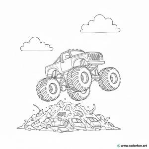 kolorowanka monster truck w dużym formacie