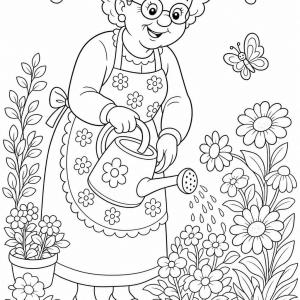 desenhos para colorir vovó jardim flores