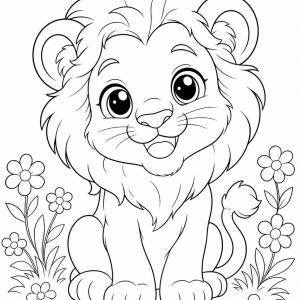 kolorowanka lwiątko chibi