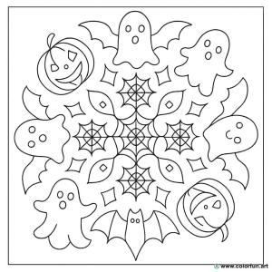 kolorowanka mandala halloween kreatywna