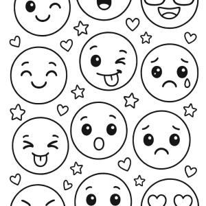 kolorowanka emoji kawaii śmieszne emotki