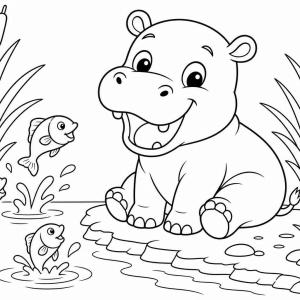 dibujo para colorear hipopótamo bebé