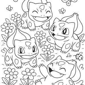 kolorowanka bulbasaur w grupie