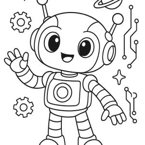 Ausmalbild von Robotern im Manga-Stil