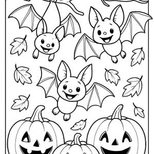 kolorowanka halloween nietoperz na drzewach