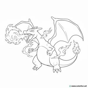 kolorowanka dracaufeu ogień