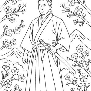 kolorowanka samuraj z Japonii