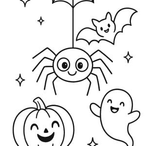 kolorowanka halloween prosta pająk