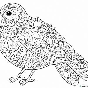 dibujo para colorear mandala de pájaro de otoño