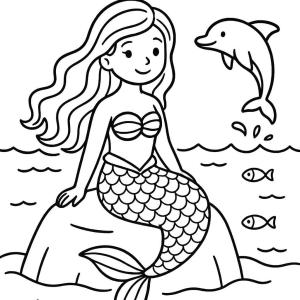 kolorowanka syrenka i delfin