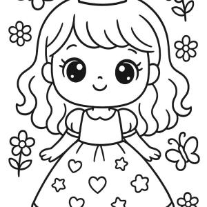 kolorowanka księżniczka kawaii urocza