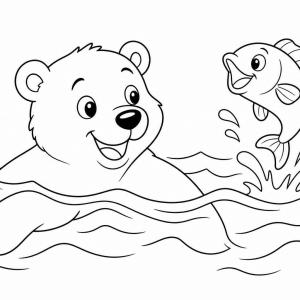 disegno da colorare orso polare che nuota