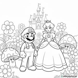 kolorowanka księżniczka Peach Mario i Peach