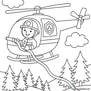 kolorowanka helikopter i strażak
