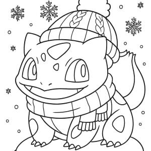 kolorowanka bulbasaur zima