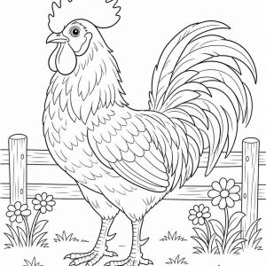 dibujo para colorear gallo para niños