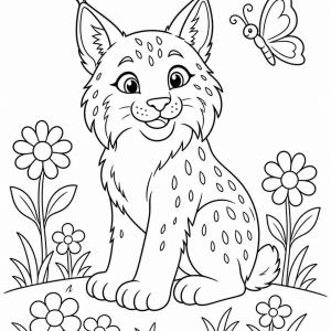 dibujo para colorear de lince para niños