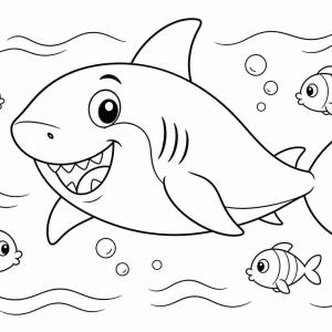 coloriage requin souriant