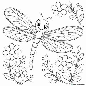 coloriage libellule stylisée