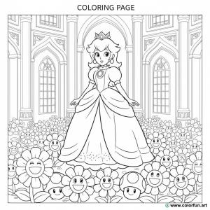 kolorowanka księżniczka Peach Super Mario