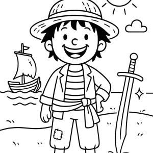 Ausmalbild Manga One Piece