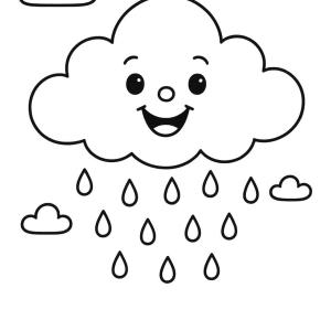 dibujo para colorear nube con lluvia