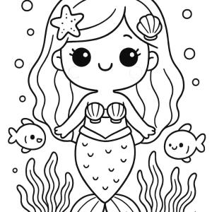 kolorowanka kawaii syrenka