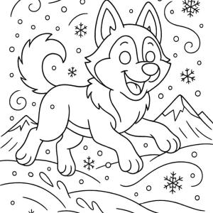 kolorowanka husky bawiący się