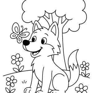 dibujo para colorear lobo fácil