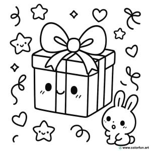 kolorowanka prezent kawaii