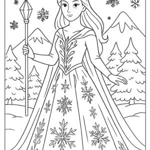 disegno da colorare regina delle nevi