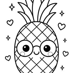 kolorowanka emoji kawaii ananas