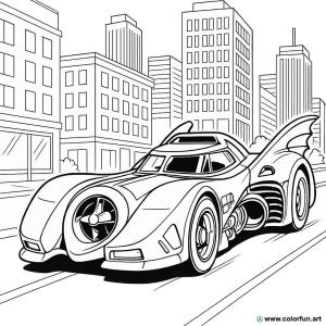 kolorowanka Batmobile mroczna i szczegółowa