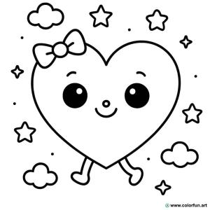 kolorowanka kawaii serce