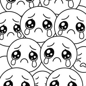 kolorowanka emoji kawaii smutne twarze