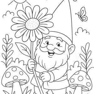 disegno da colorare gnomo in estate