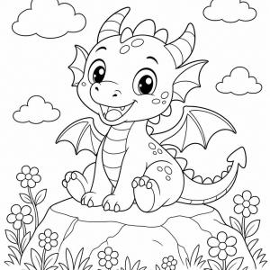 smiling baby dragon coloring page