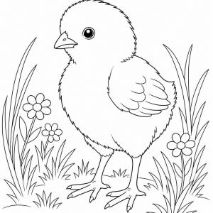 disegno da colorare pulcino realistico