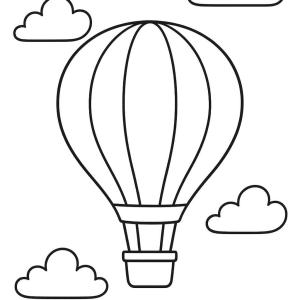 kolorowanka balon na gorące powietrze chmury