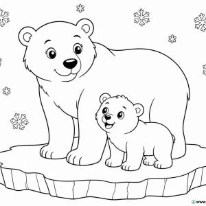 disegno da colorare orso polare mamma e cucciolo