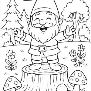 disegno da colorare gnomi nella foresta